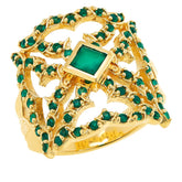 Rarities GoldPlated Sterling Silver Green Chalcedony Tattoo Ring